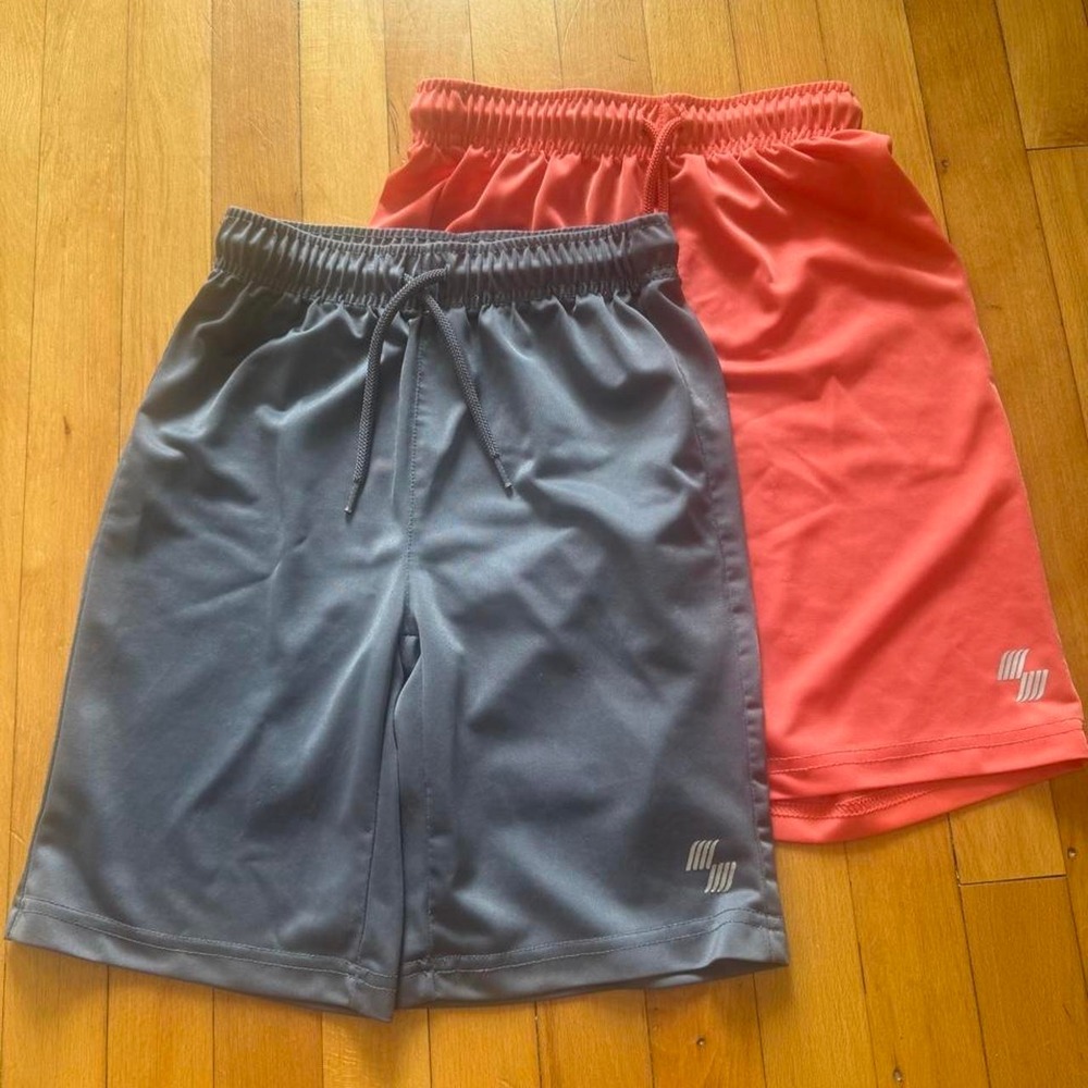 Place Sport Boys Athletic Shorts Bundle Grey Salmon Size 7/8 Activewear 2 Pack